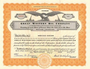 Great Western Oil Co. - Stock Certificate